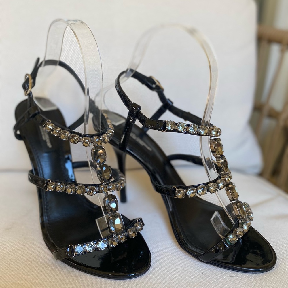 Dolce & Gabbana black patent rhinestone Heels - Picture 2 of 11